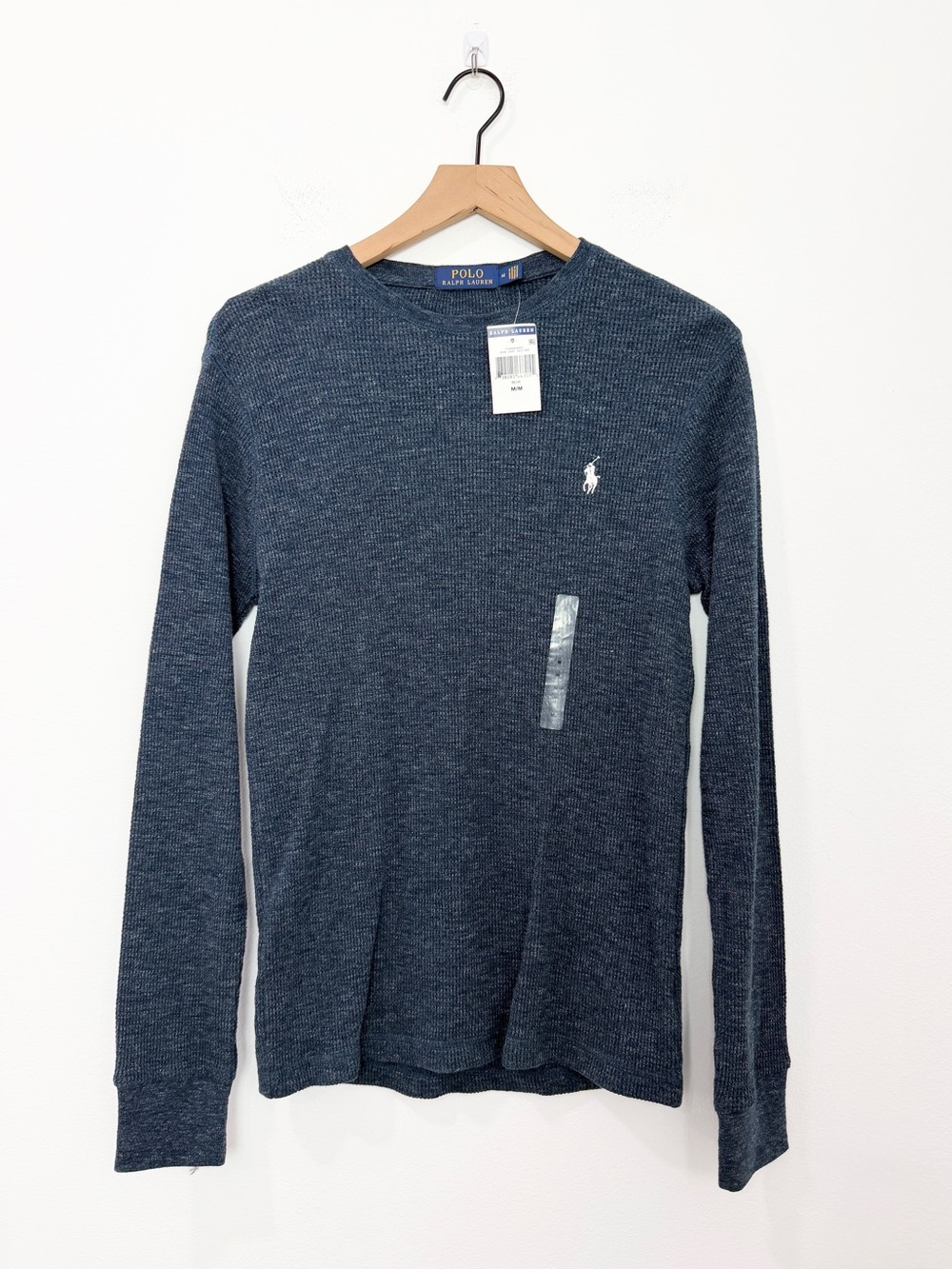 Polo Ralph Lauren Waffle Knit Cotton Crewneck Long Sleeve Top Size Medium